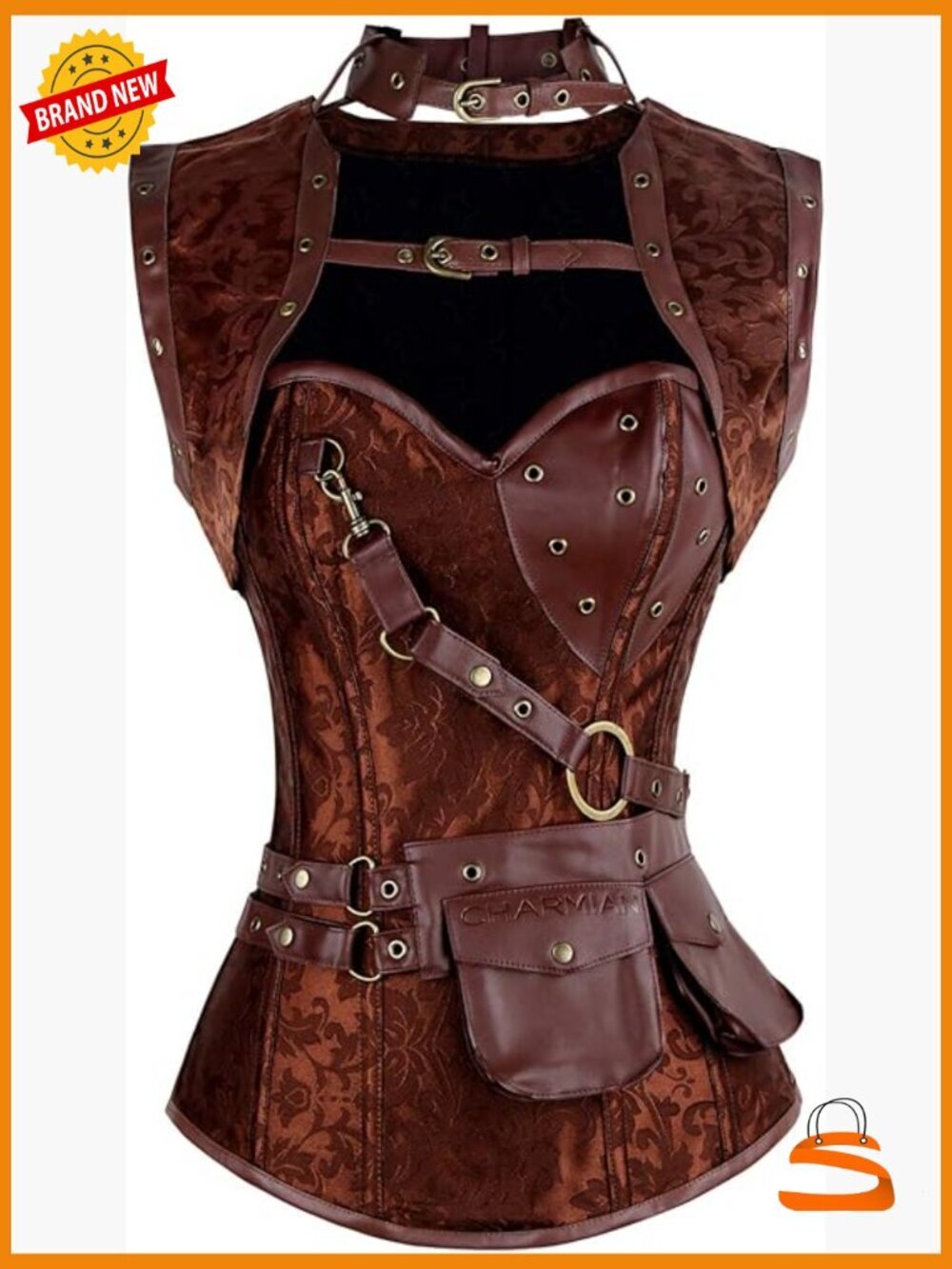 Steampunk Spiral Steel Boned Corset Bustier Top Lace Up